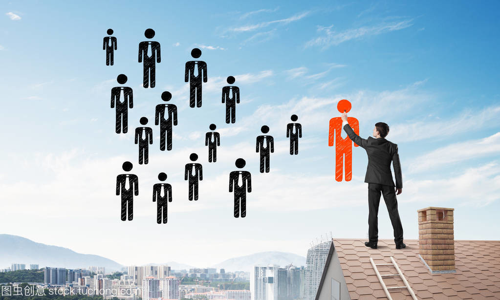 商人在房子頂上